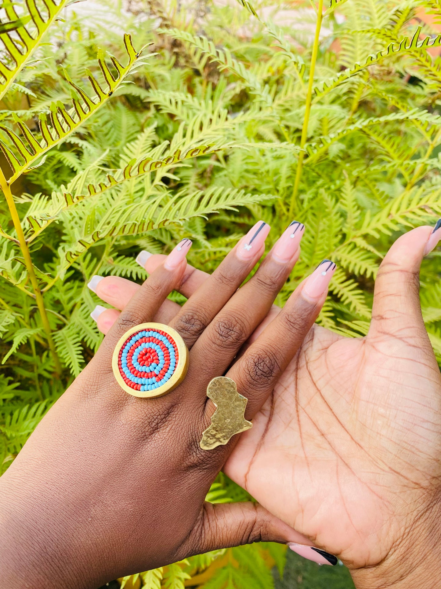Beaded brass ring