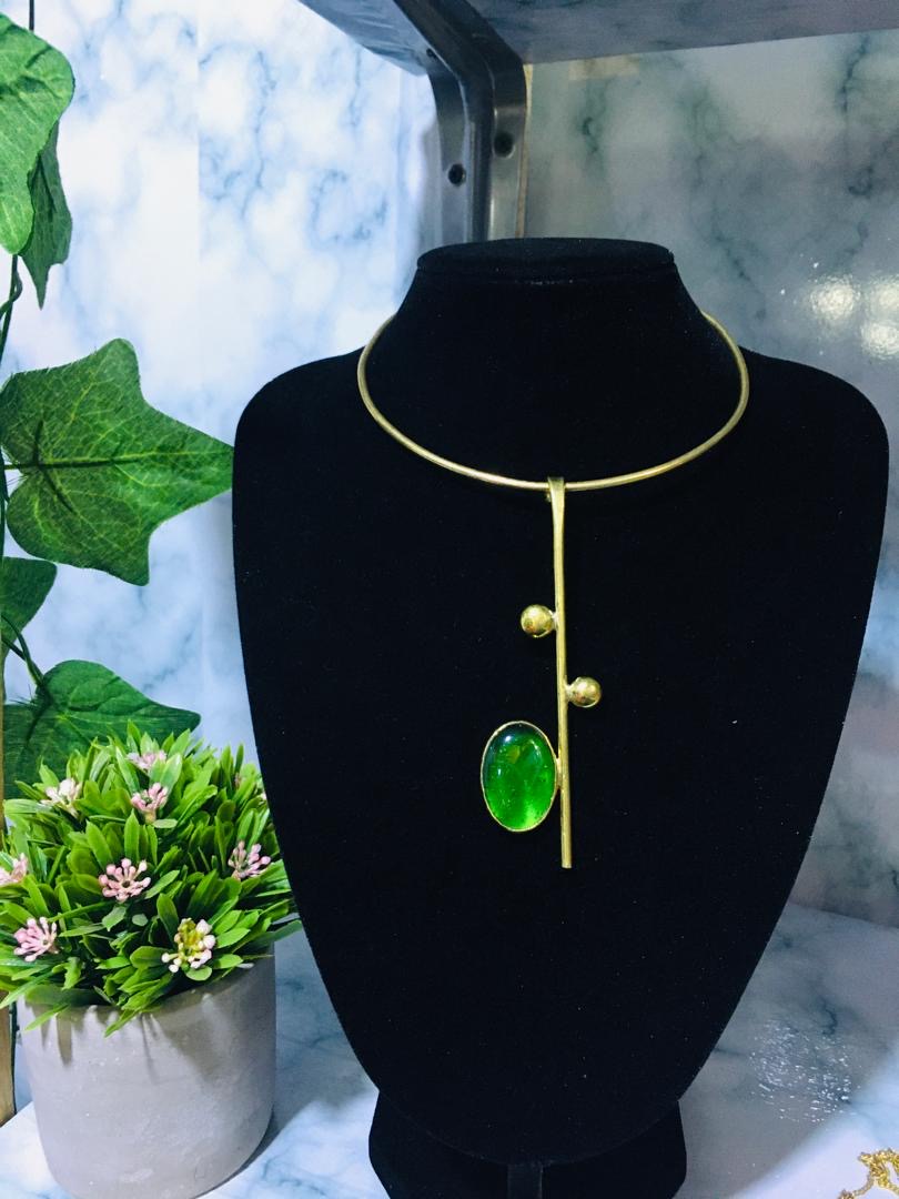 Brass chocker with amber