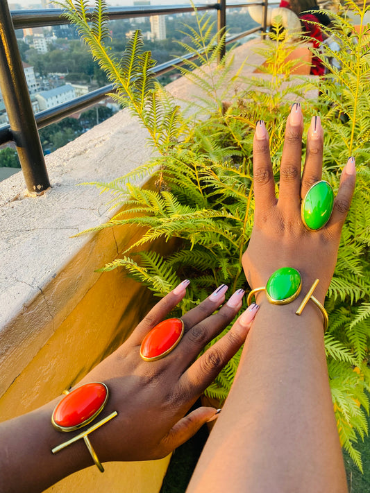 Set of handmade ring and bracelet