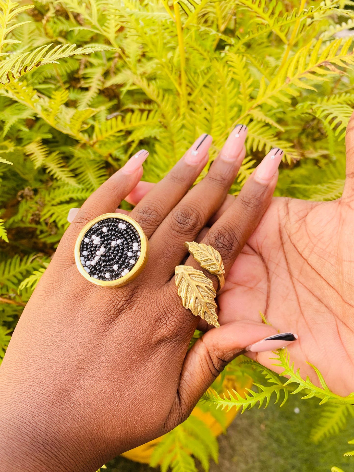 Beaded brass ring