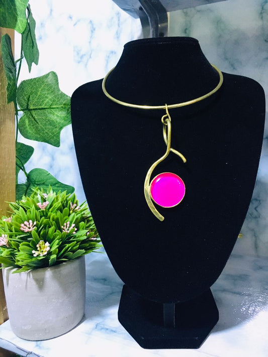 Brass chocker with amber