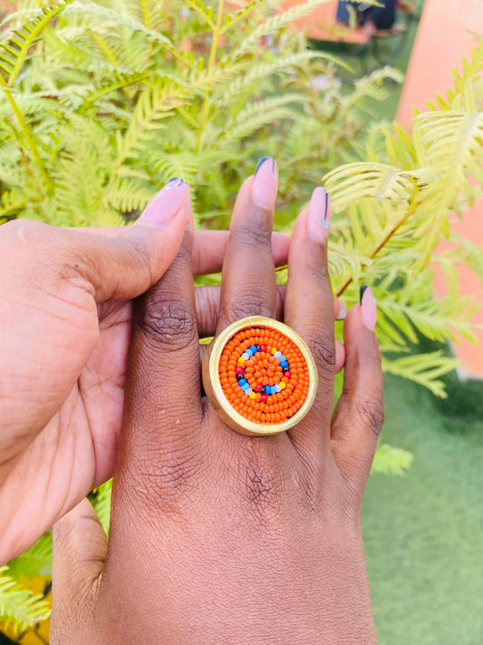 Beaded brass ring
